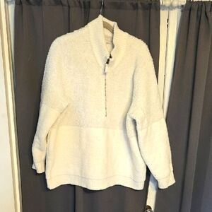 Barefoot Dreams Cozy Chic Women's Cream Half-Zip Sweater Plush Sz 3X EUC